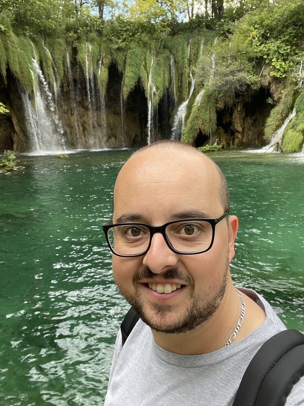 Danny bij de watervallen van Plitvice